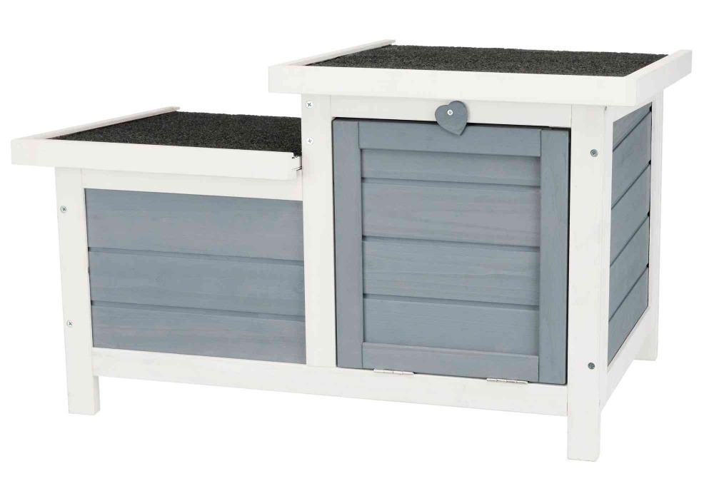 TRIXIE natura Kleintierhaus mit 2 Eingängen 70x45x43cm grau/weiß