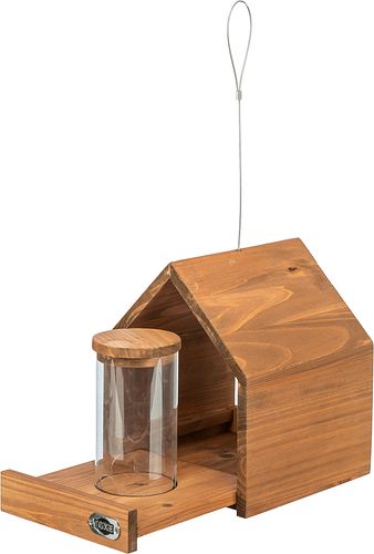TRIXIE Futterhaus zum Aufhängen & Silo, Kiefernholz, 20 × 24 × 20 cm, braun