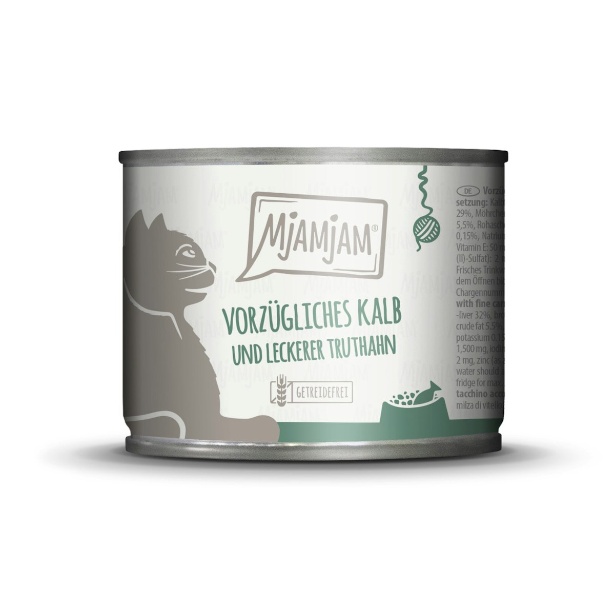 MJAMJAM Leckere Mahlzeit 200g Dose Katzennassfutter Sparpaket 12 x 200 Gramm vorzügliches Kalb mit leckerem Truthahn