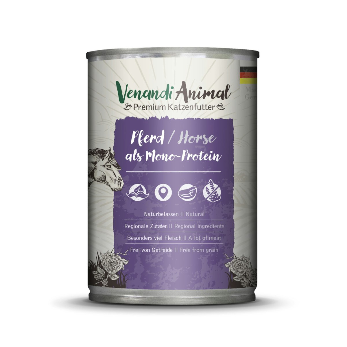 Venandi Animal Monoprotein 400g Katzennassfutter 6 x 400 Gramm Pferd