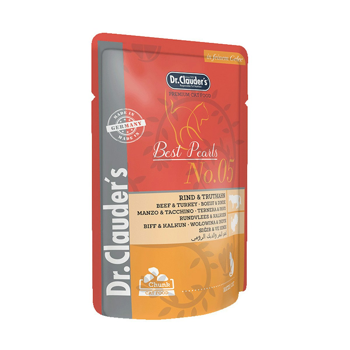 Dr. Clauder’s Premium 100g Beutel Katzennassfutter Sparpaket Rind & Truthahn in Gelee 40x100g