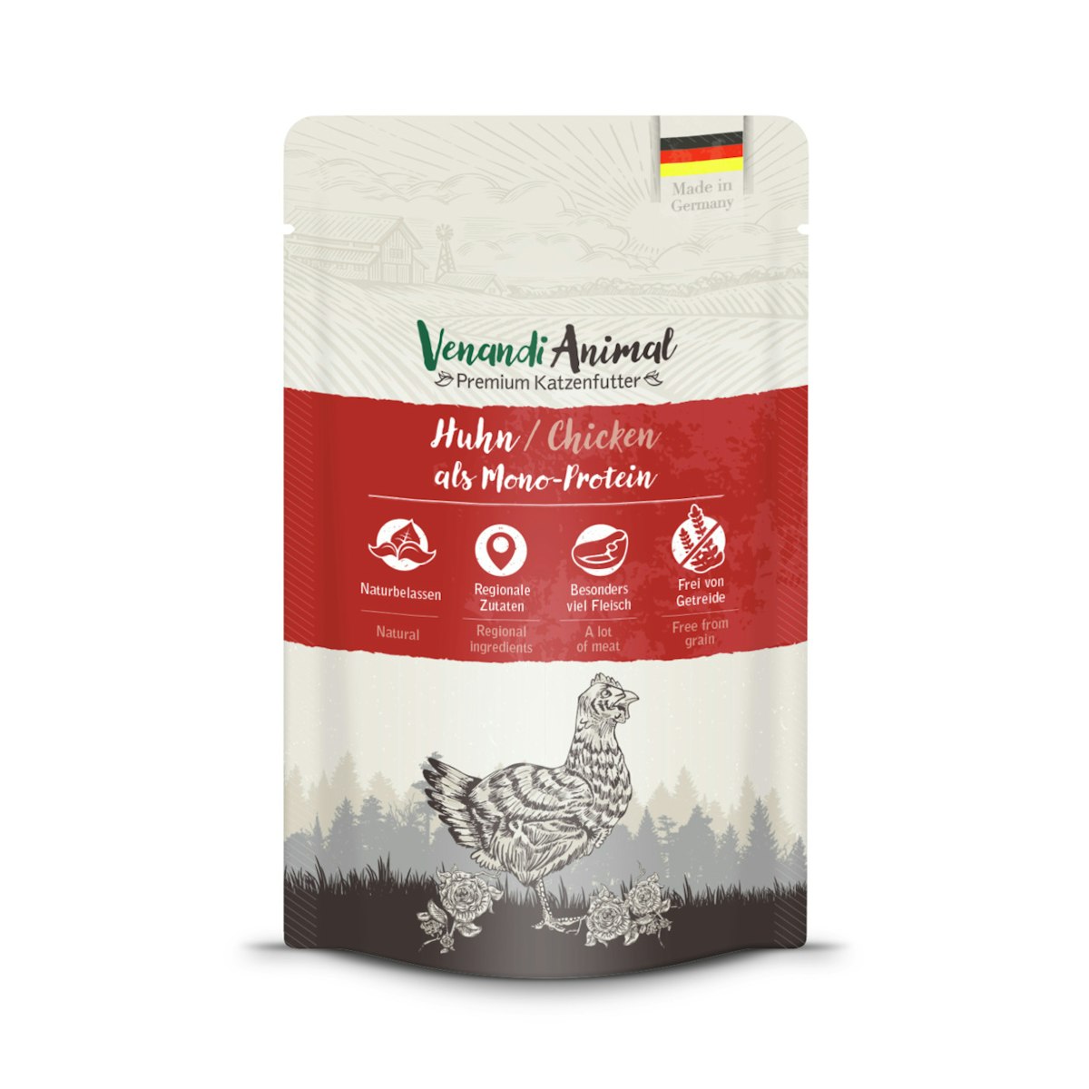 Venandi Animal Monoprotein 125g Katzennassfutter 12 x 125 Gramm Huhn