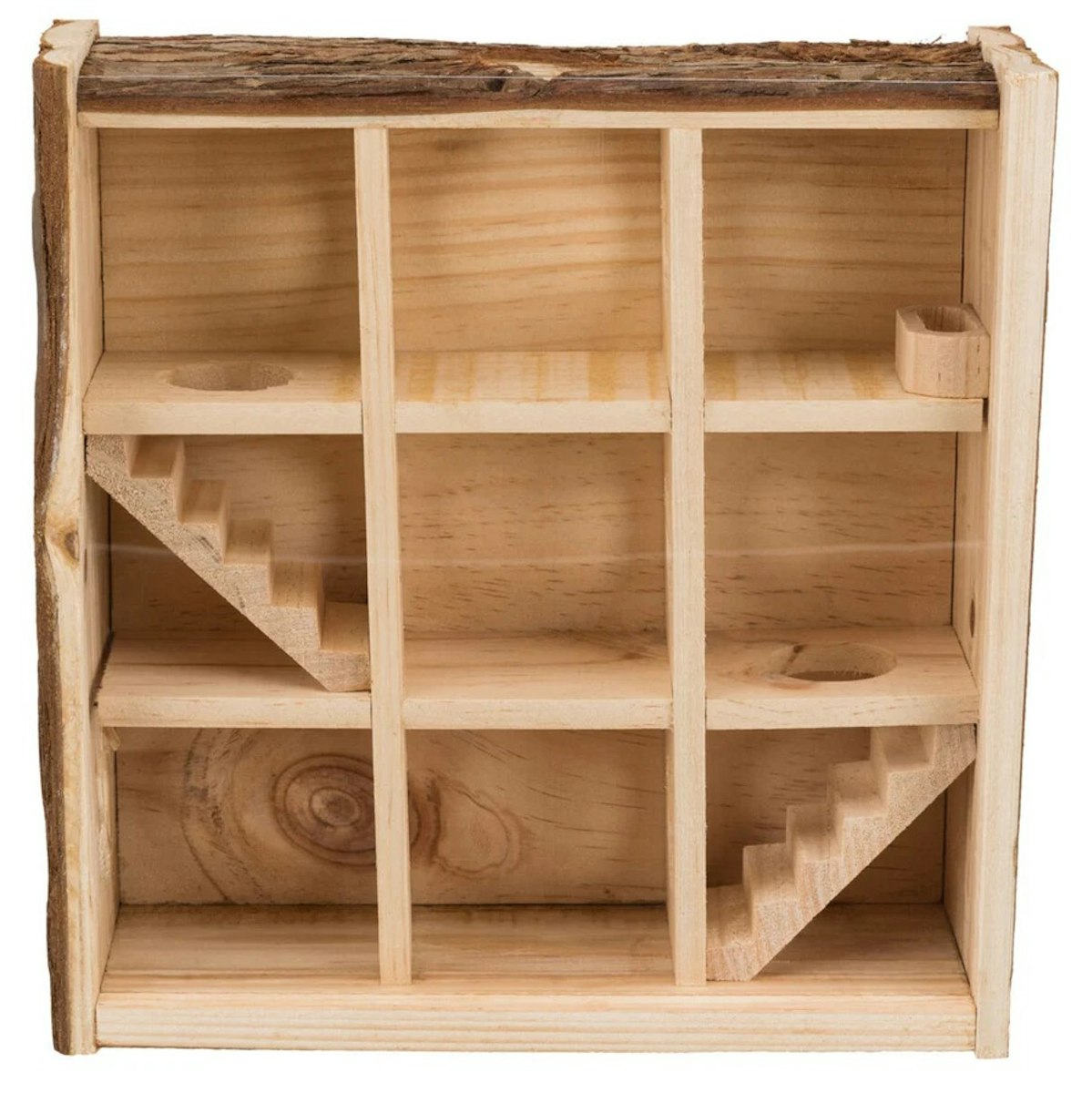 TRIXIE Turm mit 9 Kammern, Hamster, Rindenholz, 30 × 30 × 10 cm