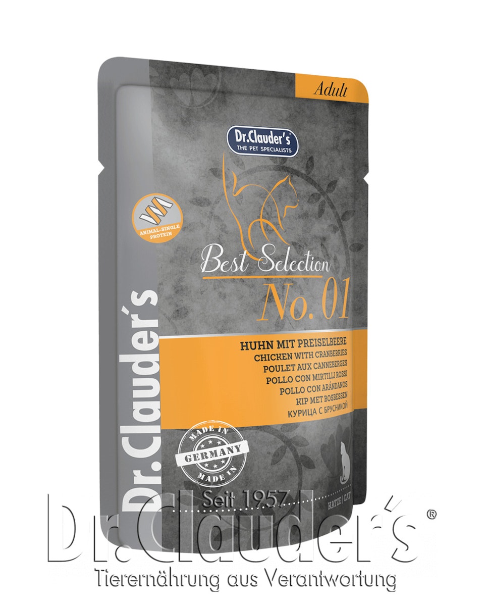 Dr Clauder’s Best Selection 85 Gramm Katzennassfutter 16 x 85 Gramm No 1 Huhn mit Preiselbeeren