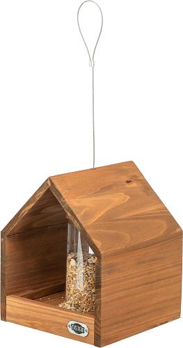 TRIXIE Futterhaus zum Aufhängen & Silo, Kiefernholz, 20 × 24 × 20 cm, braun
