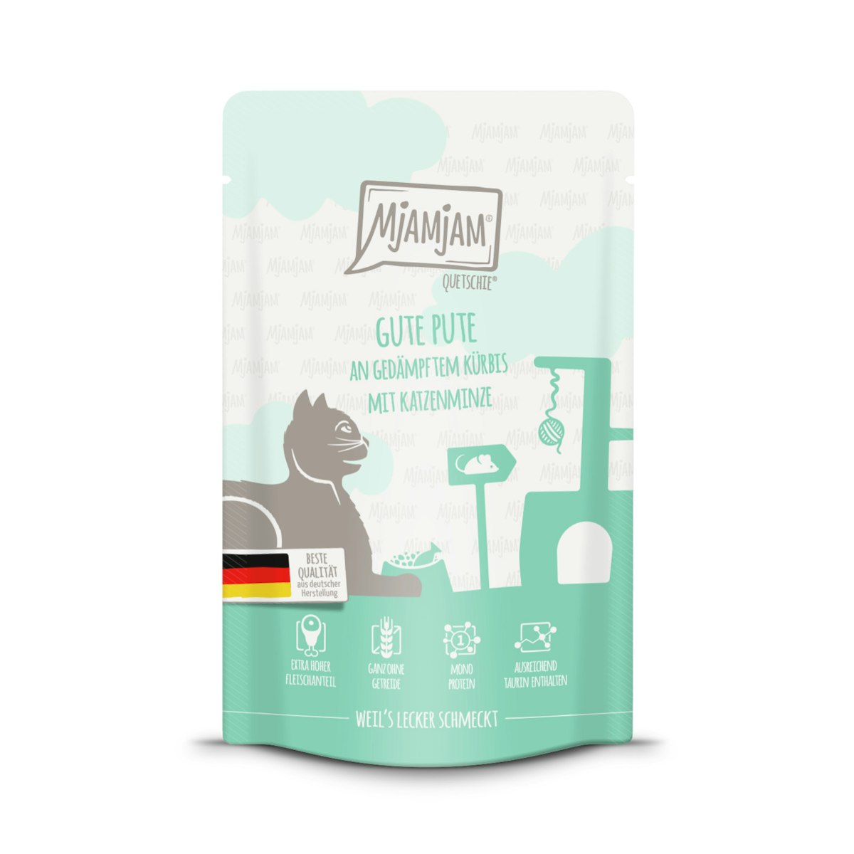 MJAMJAM Quetschies 125g Beutel Katzennassfutter Sparpaket 24 x 125 Gramm gute Pute an gedämpftem Kürbis MJAMJAM Quetschies 125g Beutel Katzennassfutter Sparpaket 24 x 125 Gramm gute Pute an gedämpftem Kürbis