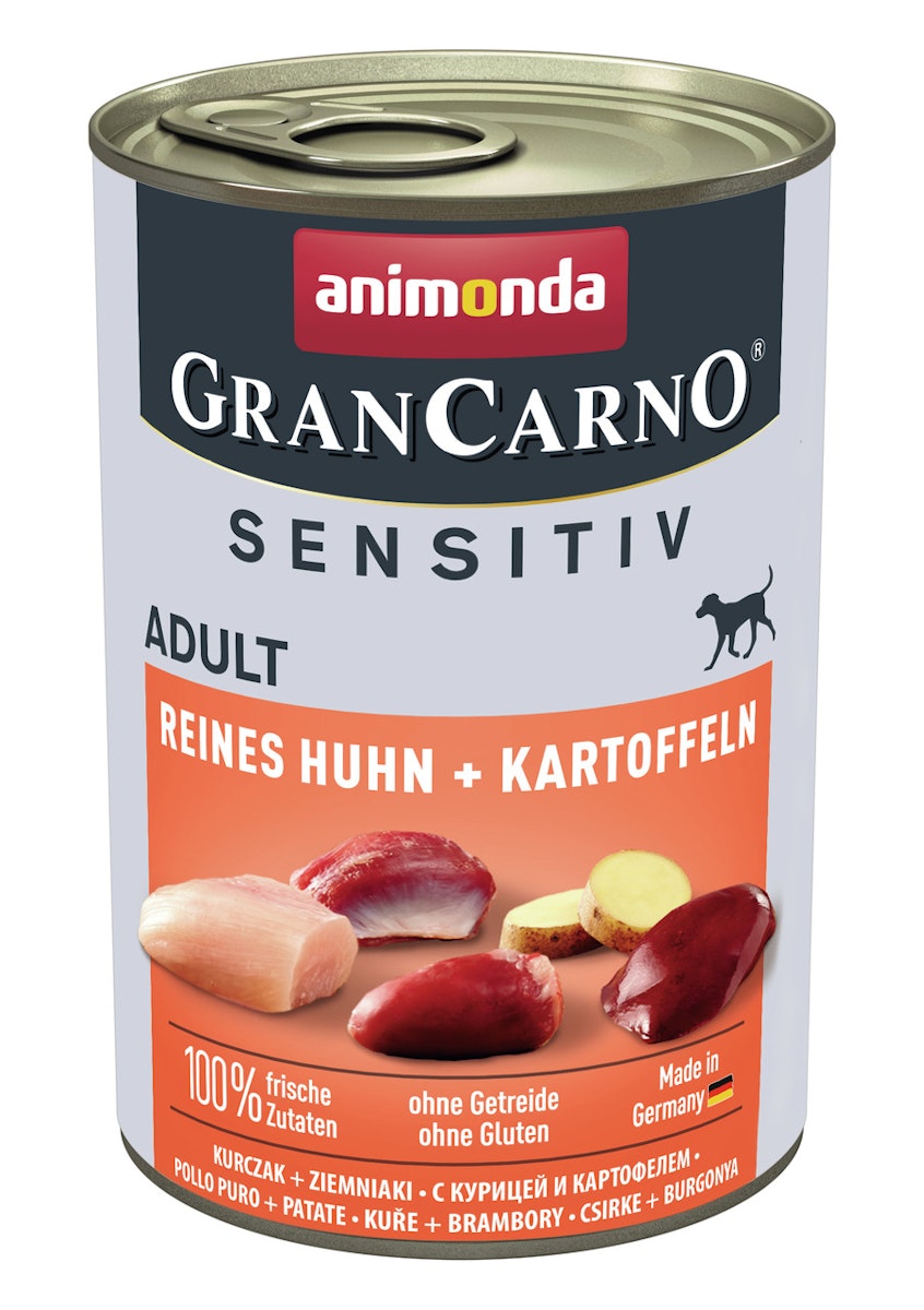 animonda Gran Carno Sensitiv Adult 400g Dose Hundenassfutter Sparpaket 12 x 400 Gramm Reines Huhn + Kartoffeln