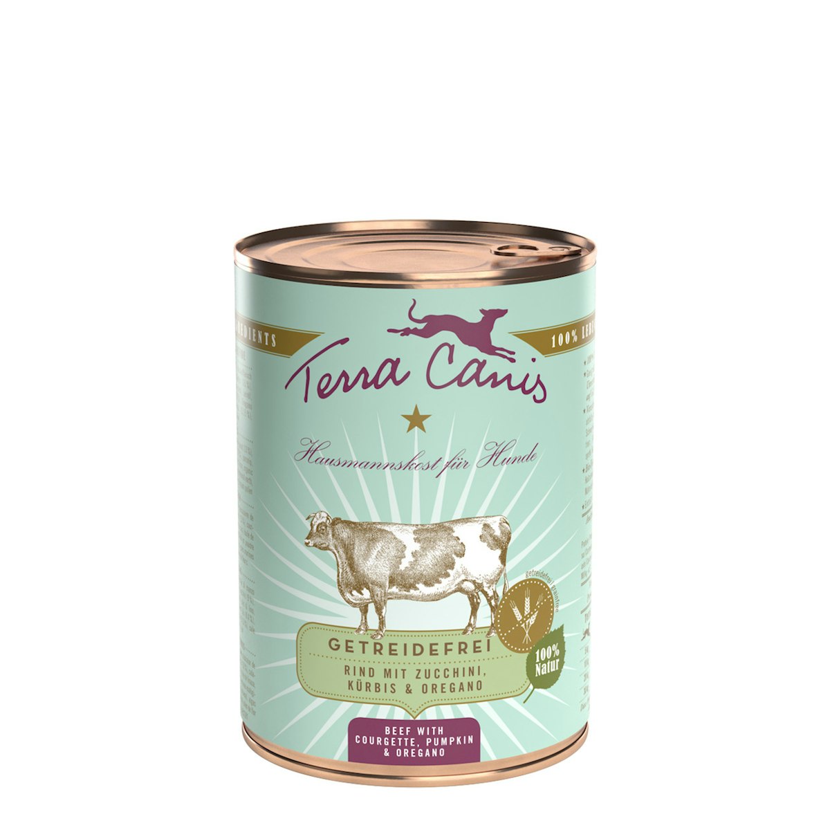 Terra Canis Getreidefrei 400g Dose Hundenassfutter 6 x 400 Gramm Rind mit Zucchini, Kürbis & Oregano