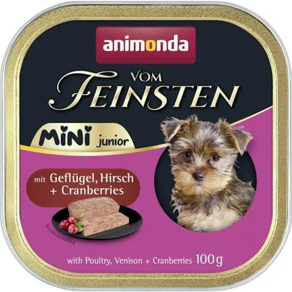 animonda Vom Feinsten Junior Mini Schale 100g Hundenassfutter 32 x 100 Gramm Geflügel,Hirsch & Cranberries animonda Vom Feinsten Junior Mini Schale 100g Hundenassfutter 32 x 100 Gramm Geflügel,Hirsch & Cranberries