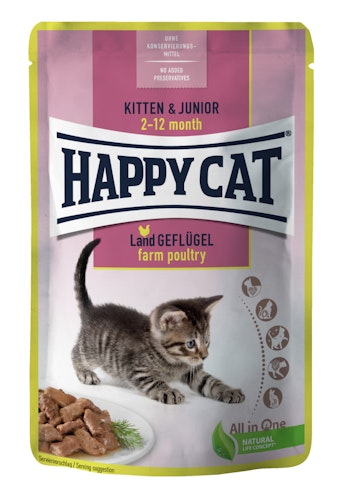 HAPPY CAT Meat in Sauce Kitten & Junior 85 Gramm Katzennassfutter