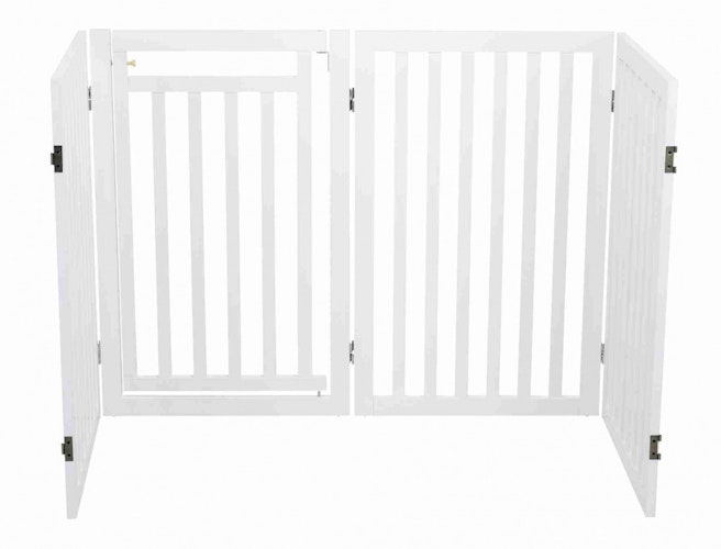 TRIXIE Hunde-Absperrgitter 4-teilig mit kleiner Tür 60-160x81cm weiß