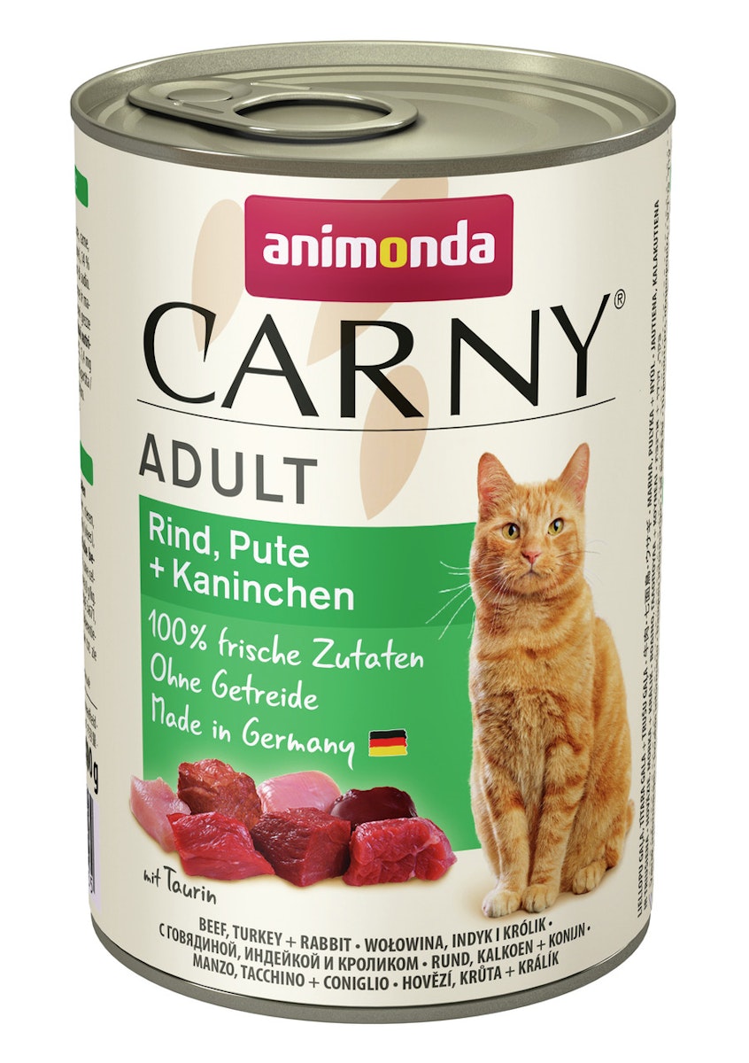 animonda Carny Adult 400g Dose Katzennassfutter Sparpaket 12 x 400 Gramm Rind, Pute + Kaninchen