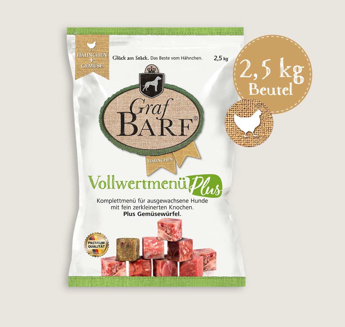 Graf Barf Vollwertmenü PLUS Hähnchen Spezialfutter / Frostfutter für Hunde