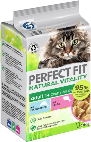 PERFECT FIT Multipack Natural Vitality Adult 1+ 6 x 50 Gramm Katzennassfutter
