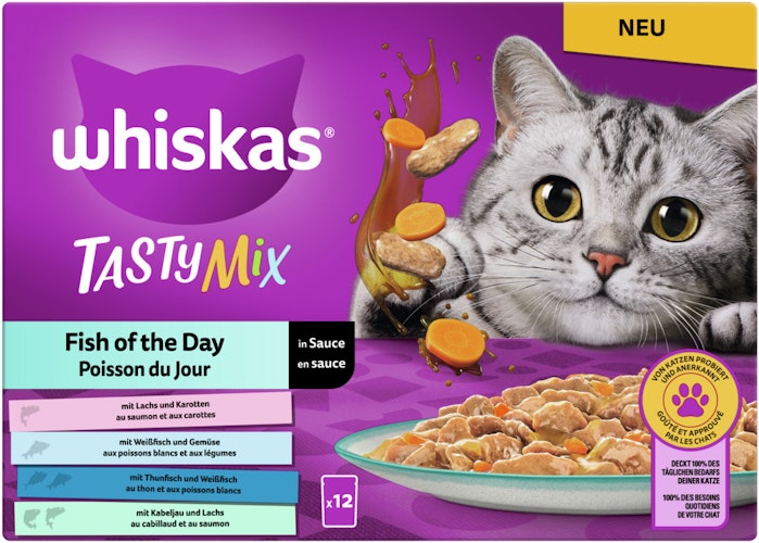 Whiskas TastyM Catch of the Day in Sauce Multipack 12 x 85 Gramm Katzennassfutter