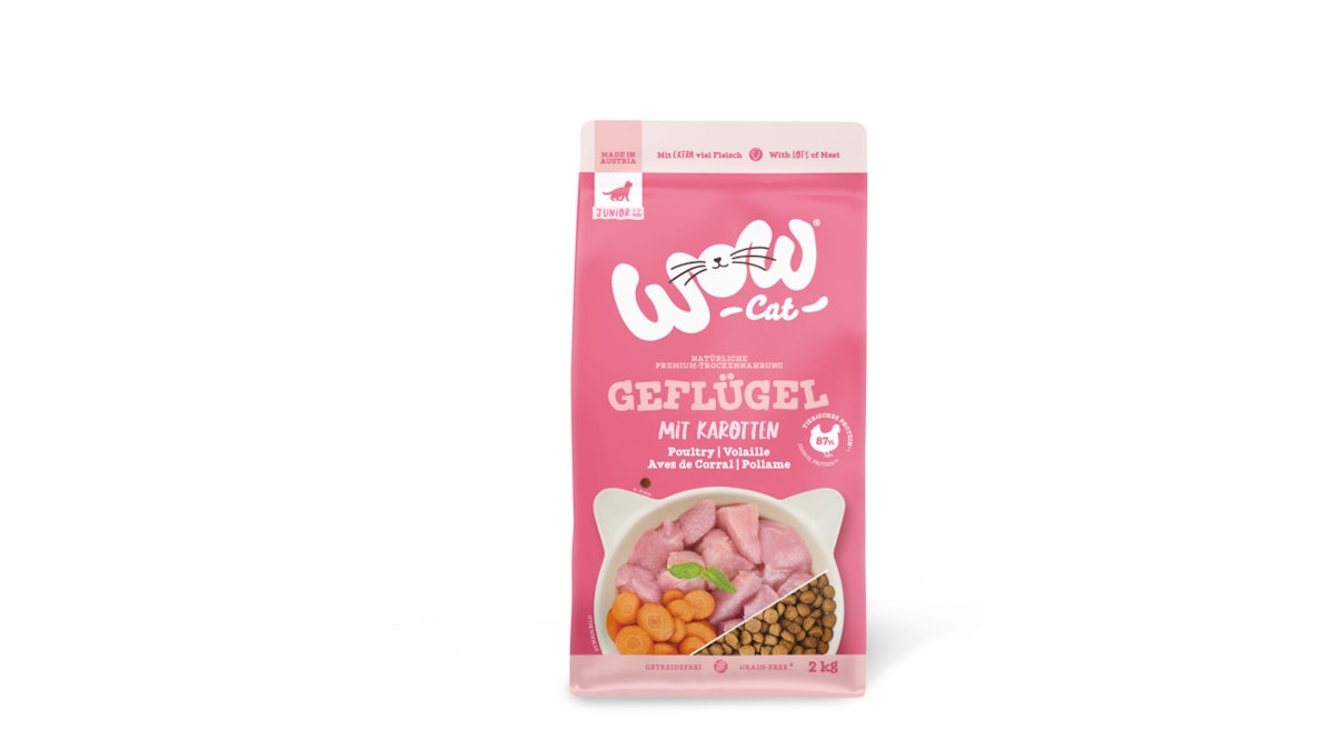WOW Junior 4 x 2kg Geflügel Katzentrockenfutter-Sparpaket