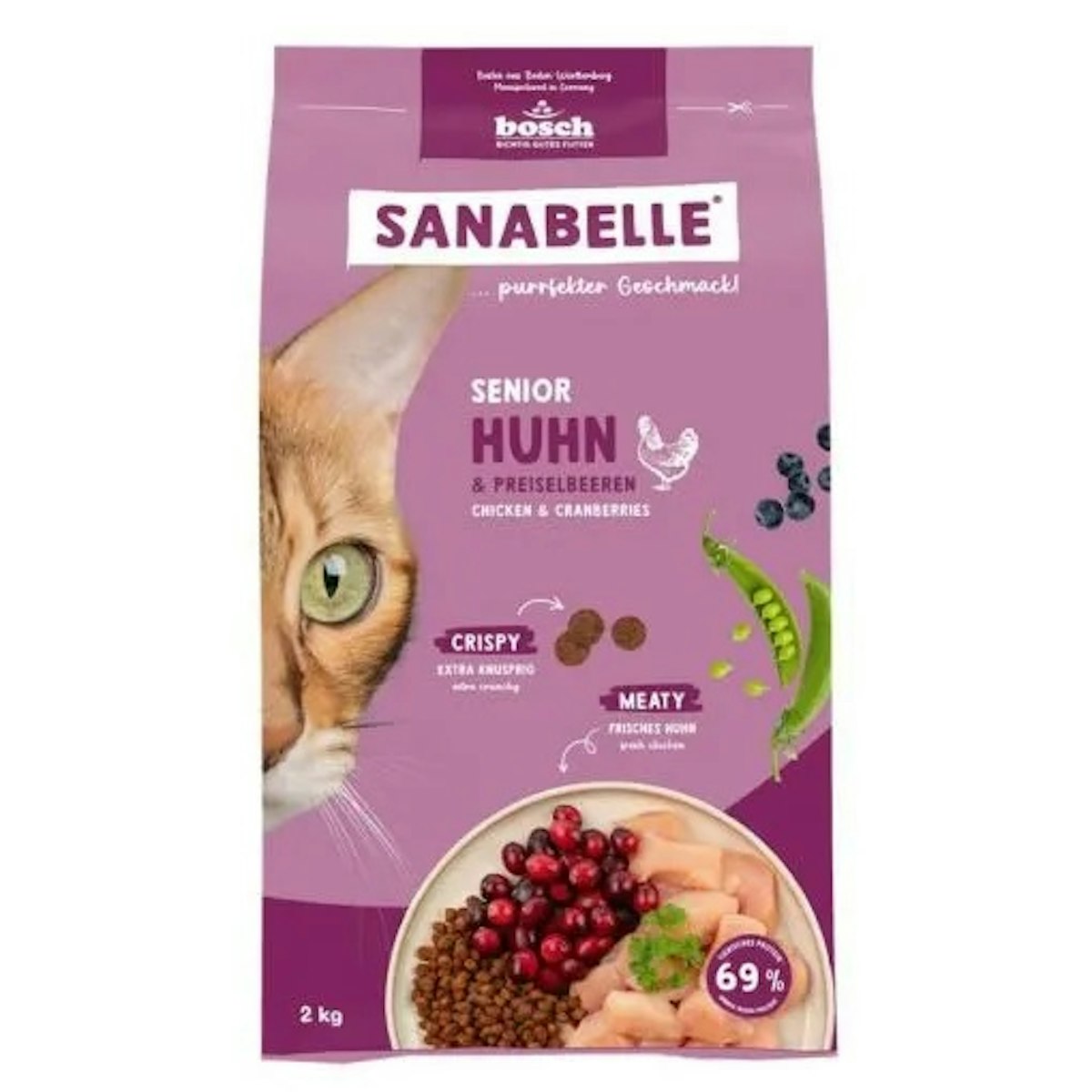 Sanabelle 4 x 2kg Senior Huhn Katzentrockenfutter-Sparpaket