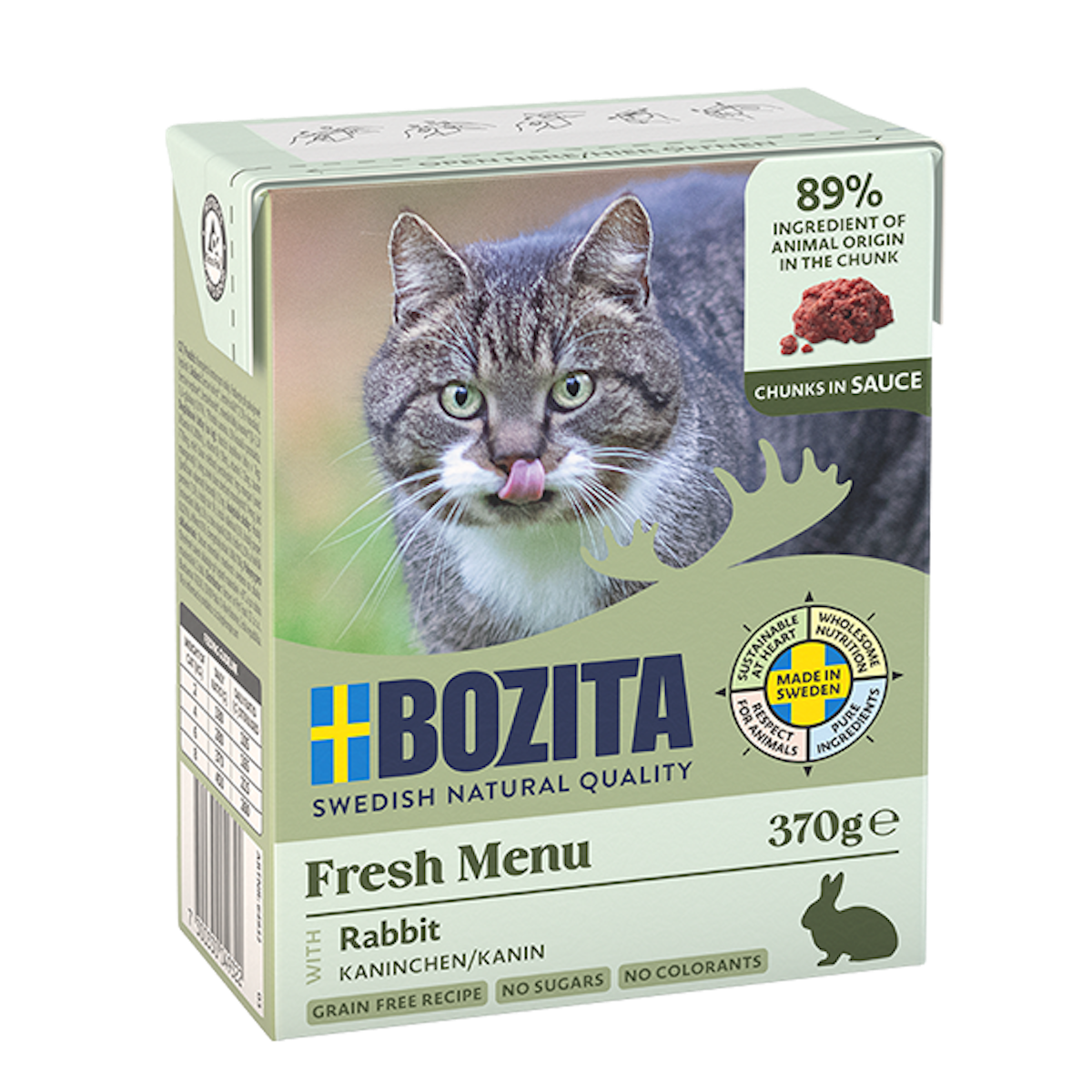 Bozita Häppchen in Soße 370 Gramm Katzennassfutter 16 x 370 Gramm mit Kaninchen