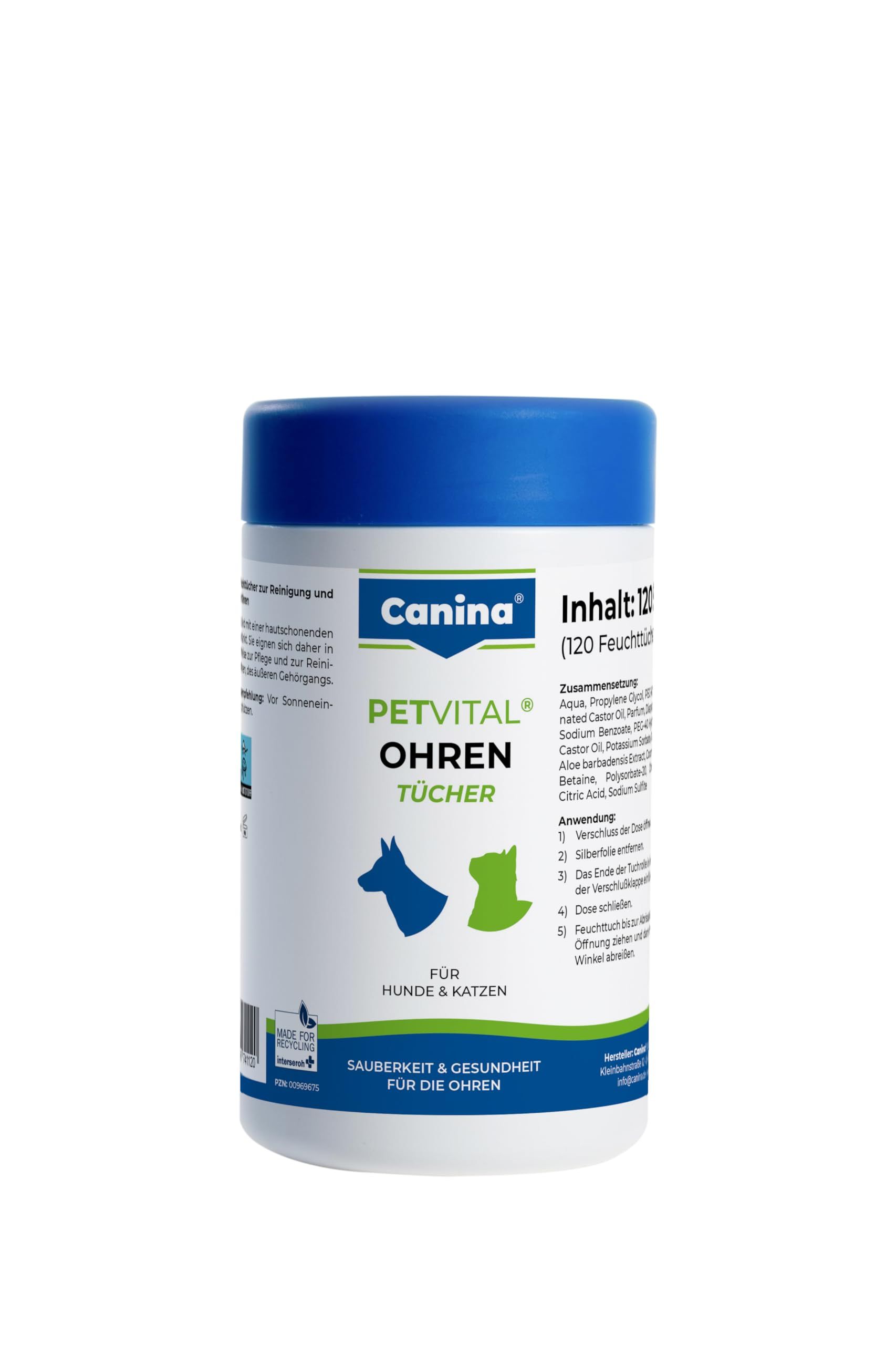 Canina Petvital Ohrentücher 120 Stück