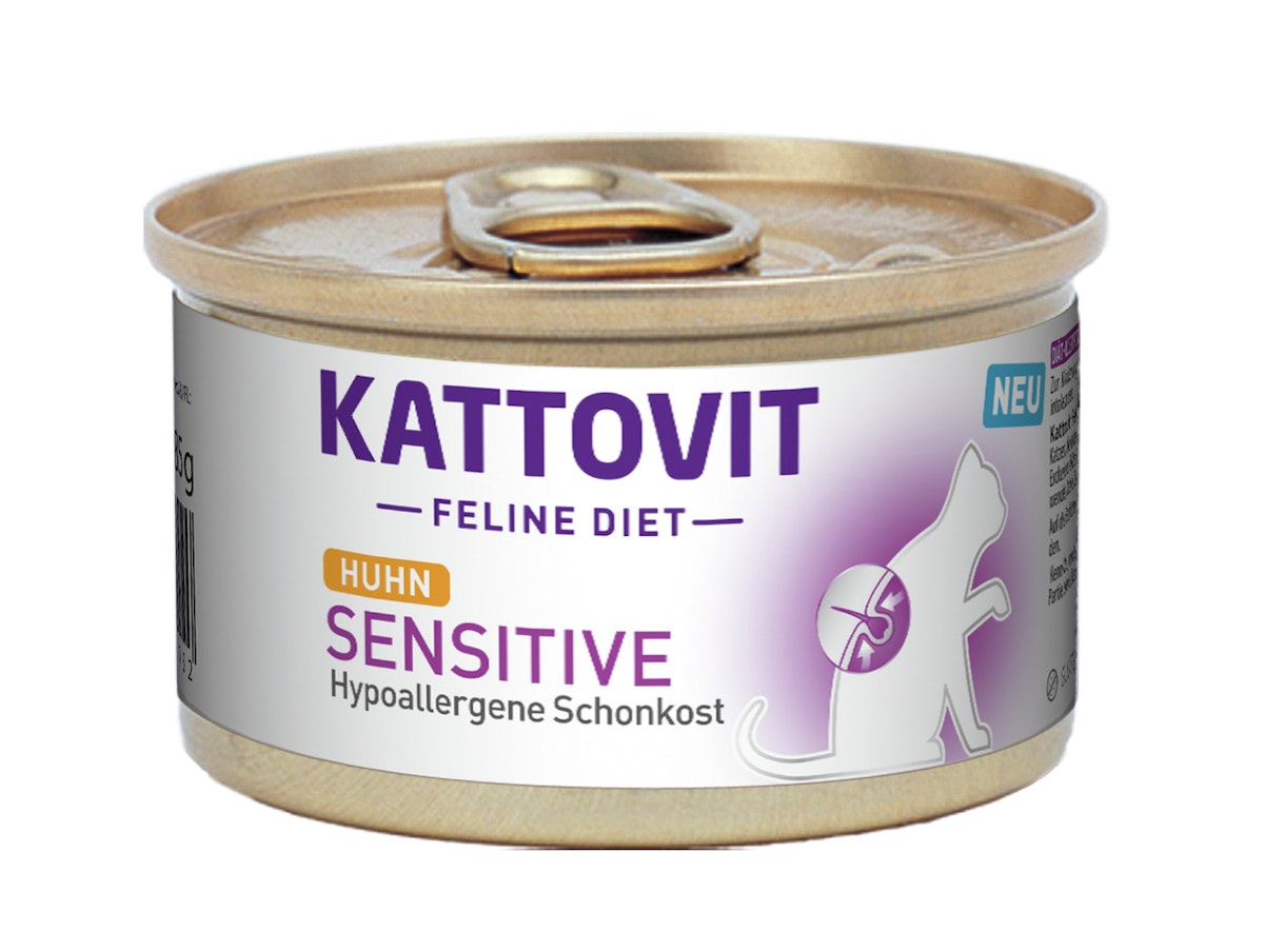 KATTOVIT Sensitive 85 Gramm Katzenspezialfutter Sparpaket 24 x 85 Gramm Huhn