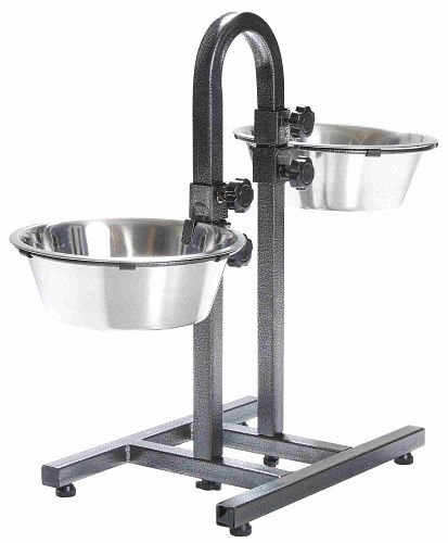 TRIXIE Hundebar, höhenverstellbar, Edelstahl/Metall, 2 × 2,8 l/ø 24 cm