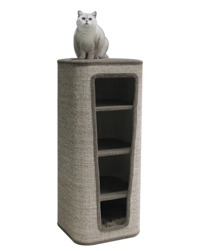 NOBBY Kratztonne "CAPTA IV" braun Leinenoptik 50 x 50  x 120 cm