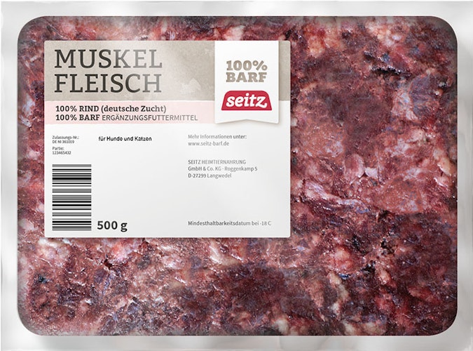 Seitz Muskelfleisch gewolft Spezialfutter / Frostfutter für Hunde und Katzen