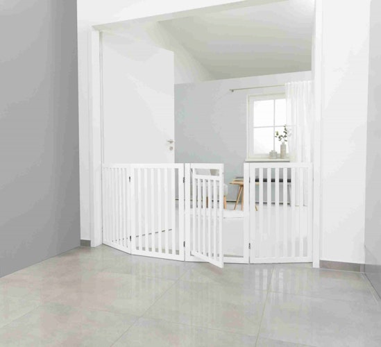 TRIXIE Hunde-Absperrgitter 4-teilig mit kleiner Tür 60-160x81cm weiß