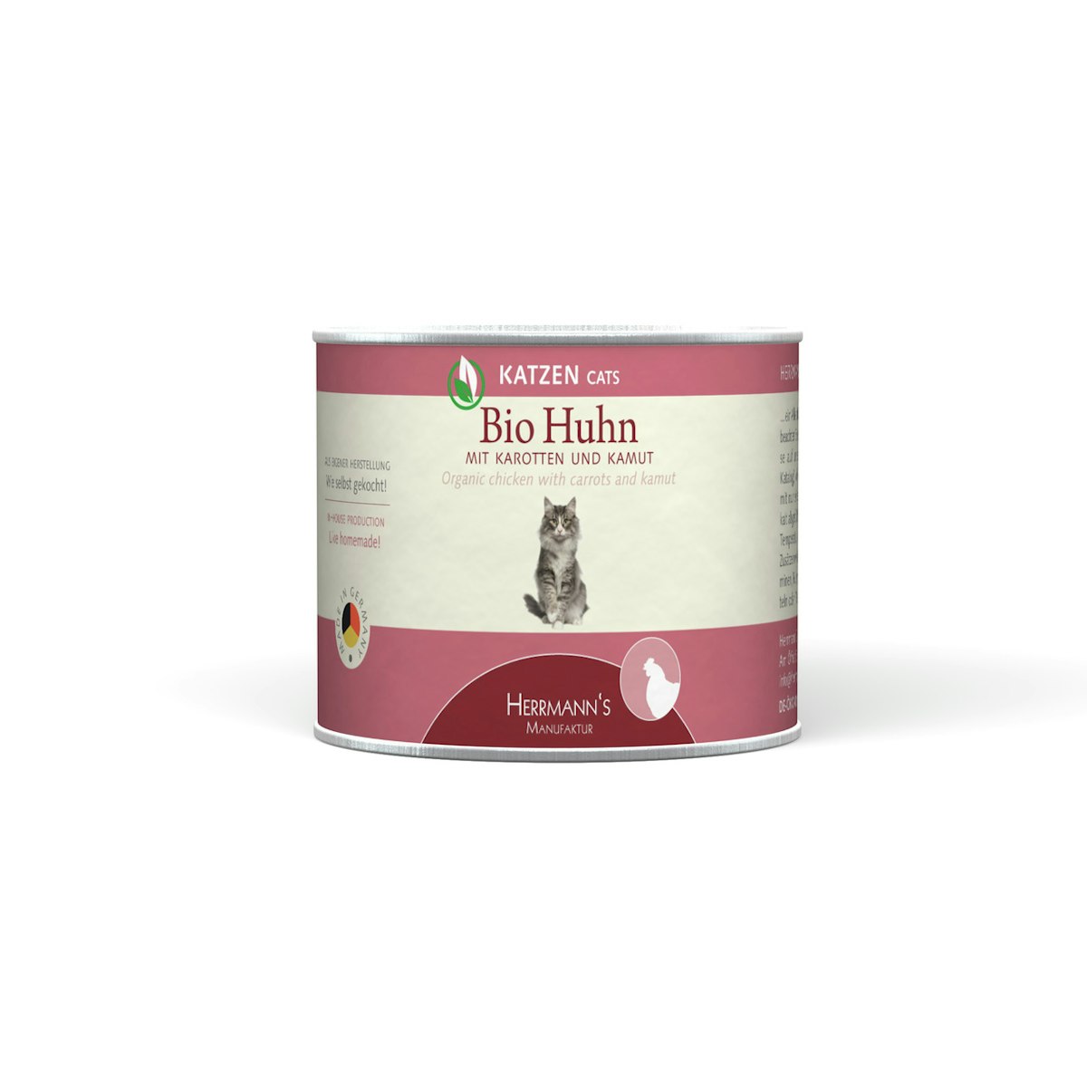 Herrmann’s Selection 200g Dose Katzennassfutter Sparpaket 24 x 200 Gramm Bio Huhn mit Karotte & Kamut