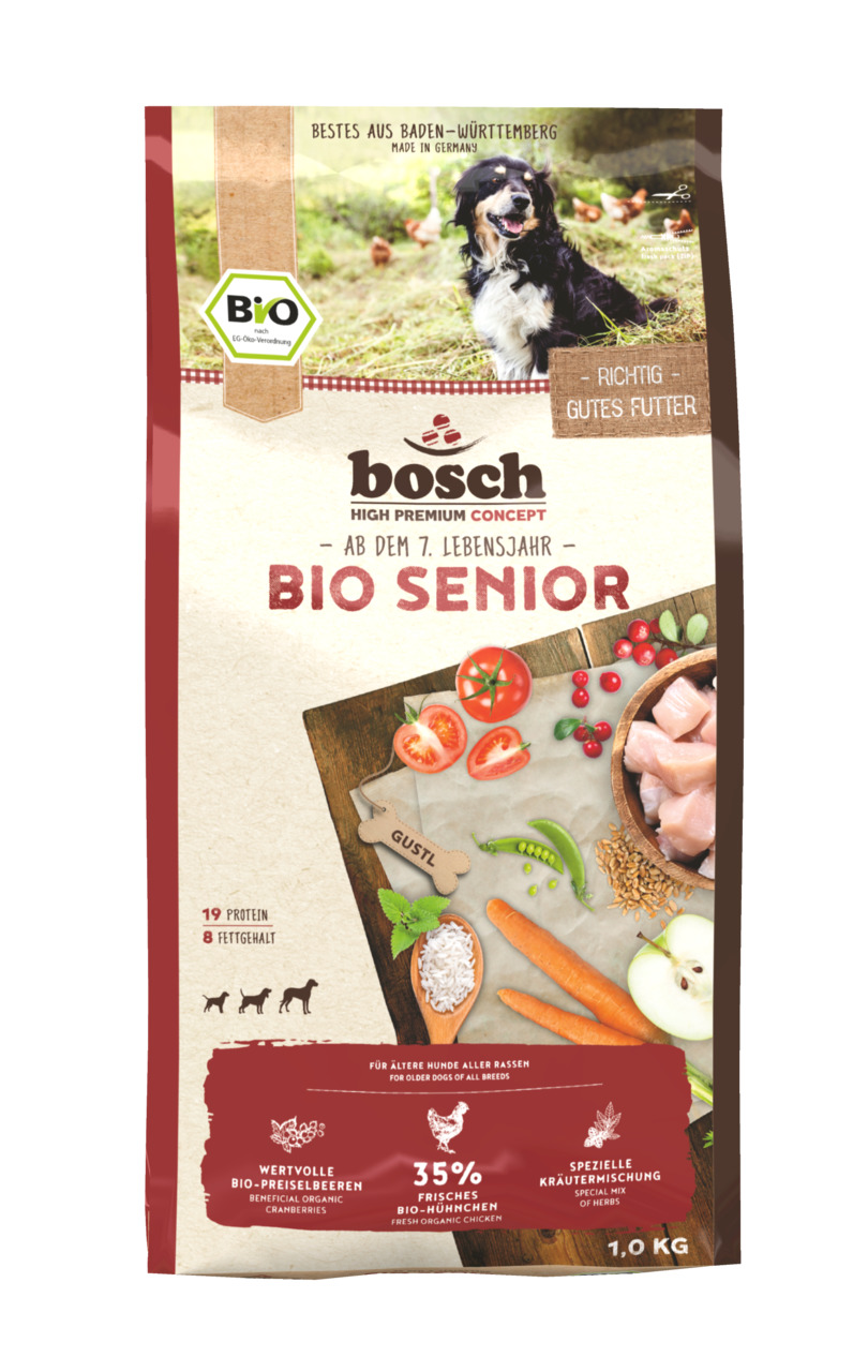 bosch Bio Senior Hühnchen & Preiselbeere Hundetrockenfutter