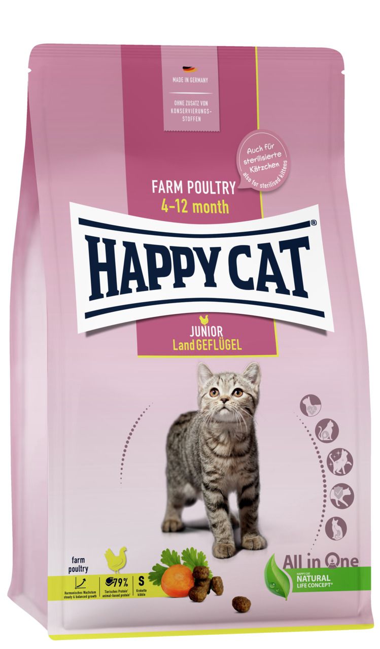 HAPPY CAT Supreme Young Junior Land-Geflügel Katzentrockenfutter