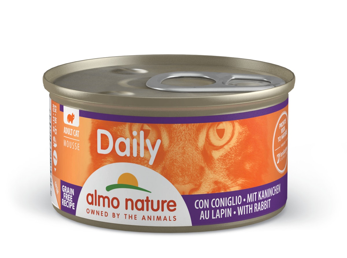 Almo Nature Daily Menu 85g Dose Katzennassfutter 24 x 85 Gramm Mousse Kaninchen