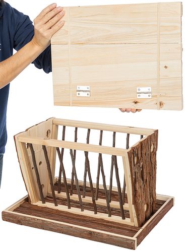 TRIXIE Heuraufe mit Boden und Dach, Rindenholz, 40 × 22 × 30 cm