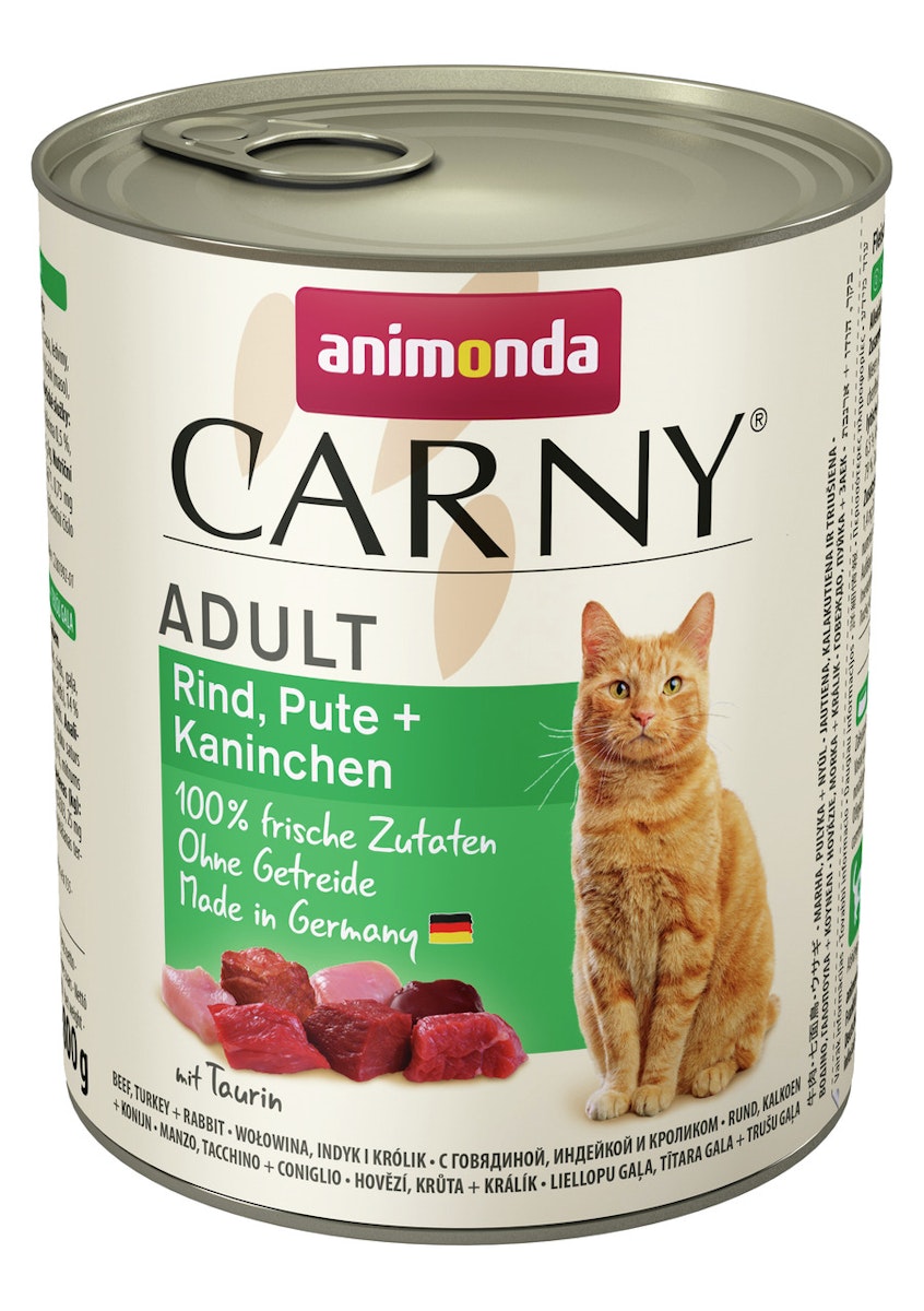 animonda Carny Adult 800g Dose Katzennassfutter 6 x 800 Gramm Rind, Pute + Kaninchen
