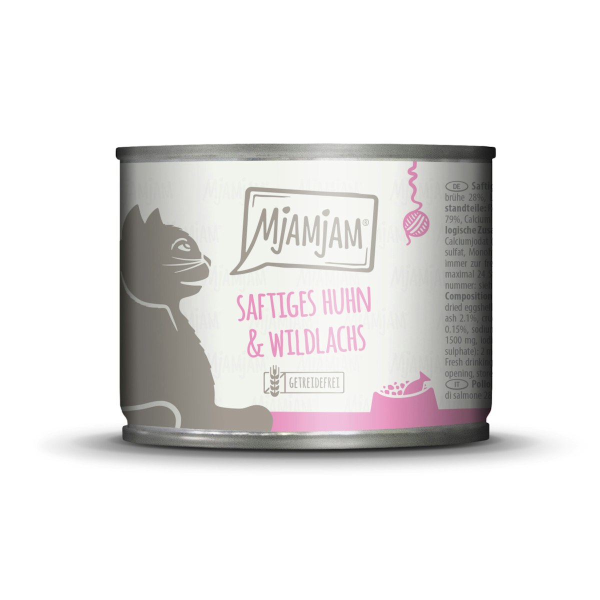 MJAMJAM Leckere Mahlzeit 200g Dose Katzennassfutter Sparpaket 12 x 200 Gramm saftiges Huhn & Wildlachs
