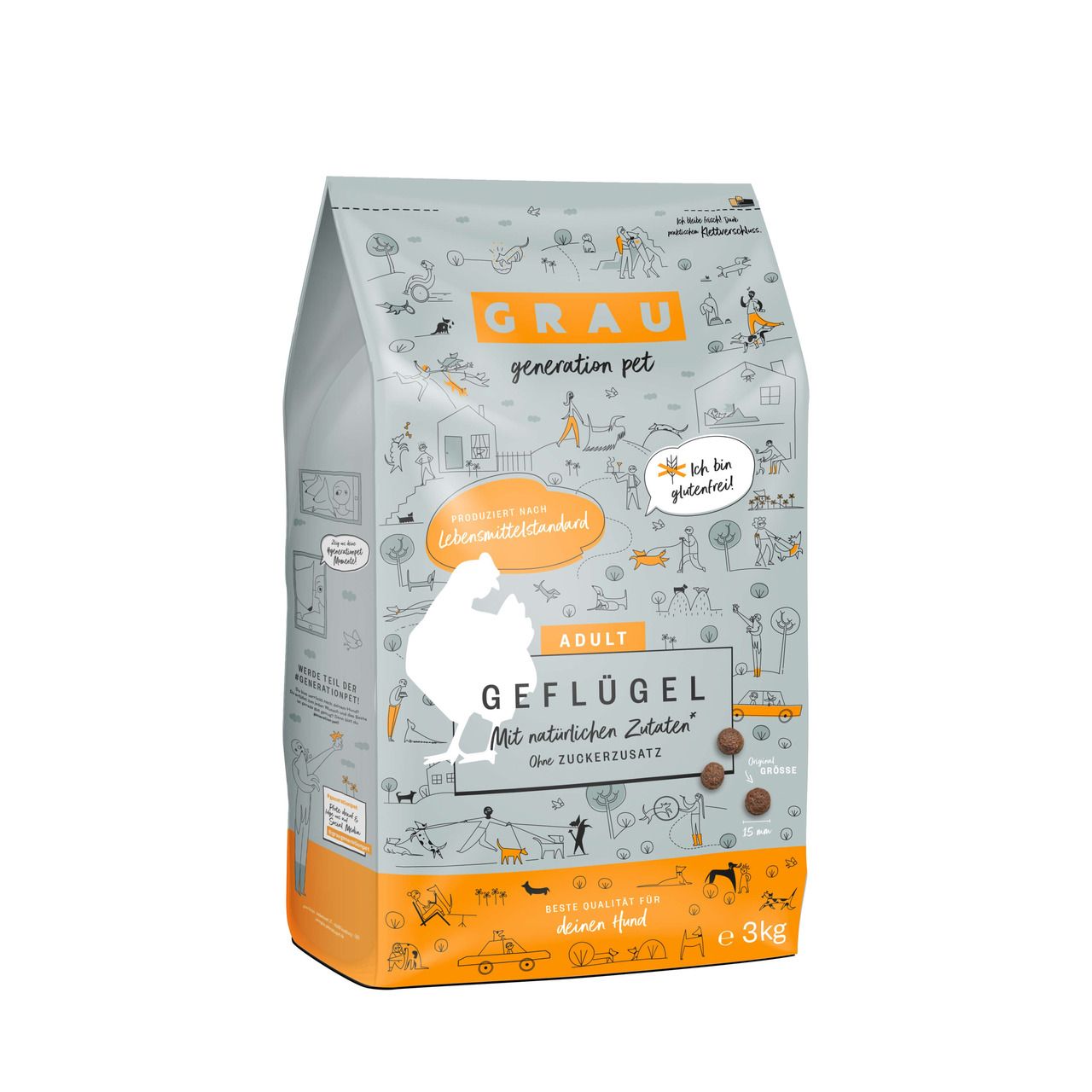 grau Geflügel Hund Hundetrockenfutter