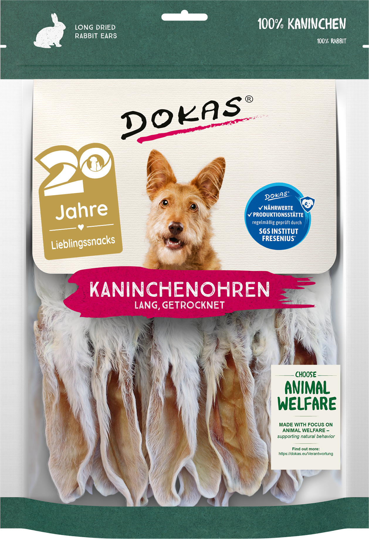 DOKAS Kaninchenohren getrocknet Hundesnack