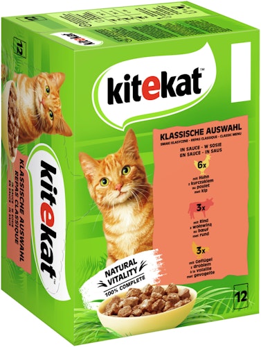 KITEKAT klassisische Auswahl Sauce  Multipack 12 x 85 Gramm Katzennassfutter