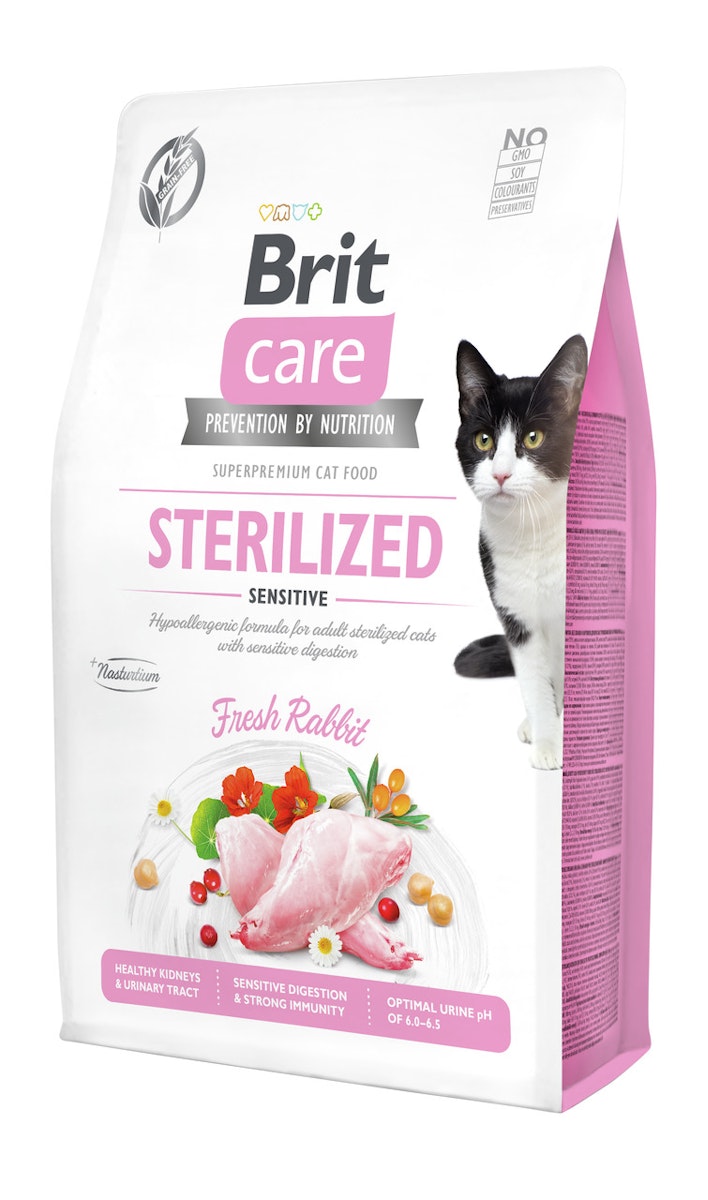 Brit Care Fresh Rabbit getreidefrei Sterilized / Sensitiv Katzentrockenfutter Sparpaket 2 x 2 Kilogramm