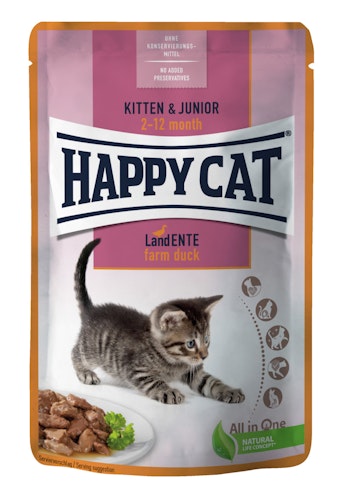 HAPPY CAT Meat in Sauce Kitten & Junior 85 Gramm Katzennassfutter