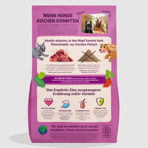 Edgard&Cooper Adult Hirsch/Freilauf-Ente Hundetrockenfutter