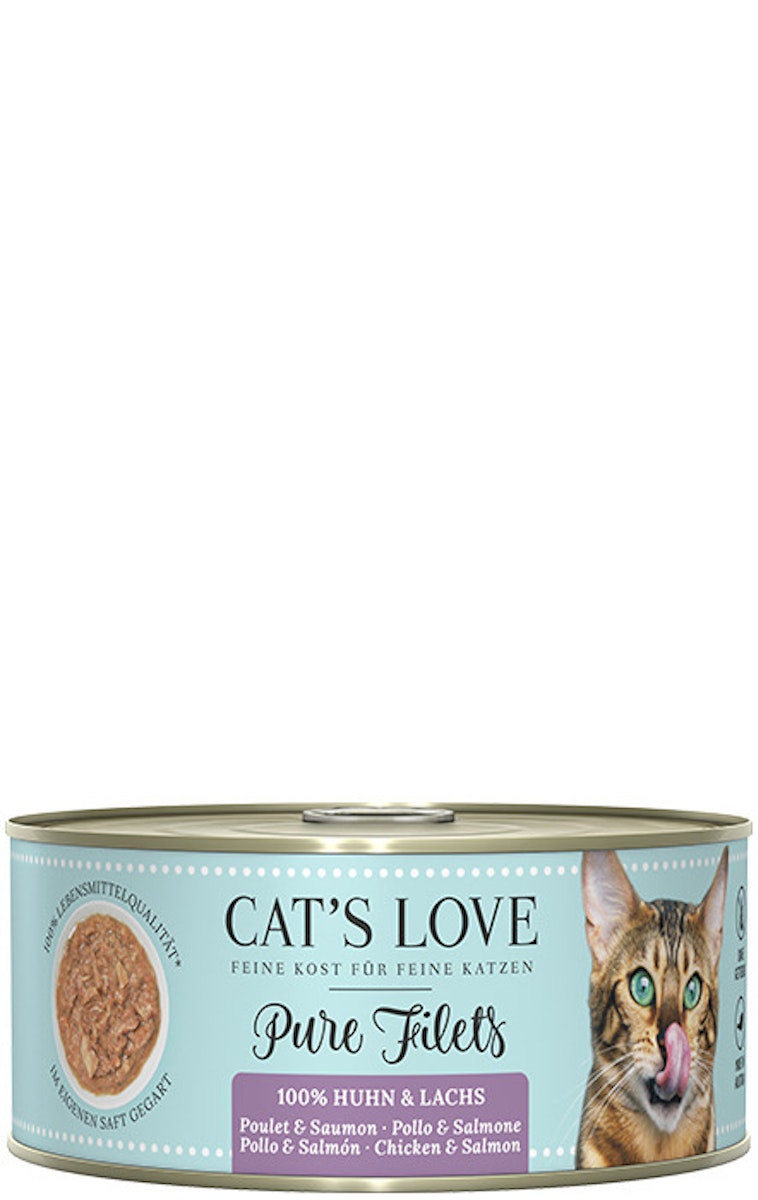 Cat’s Love Pure Filets 100g Dose Katzennassfutter Sparpaket 12 x 100 Gramm Lachs & Huhn
