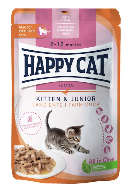HAPPY CAT Meat in Sauce Kitten & Junior 85 Gramm KatzennassfutterVorschaubild