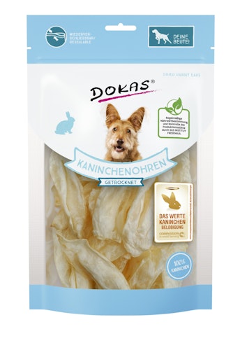 DOKAS Kaninchenohren ohne Fell getrocknet Hundesnack