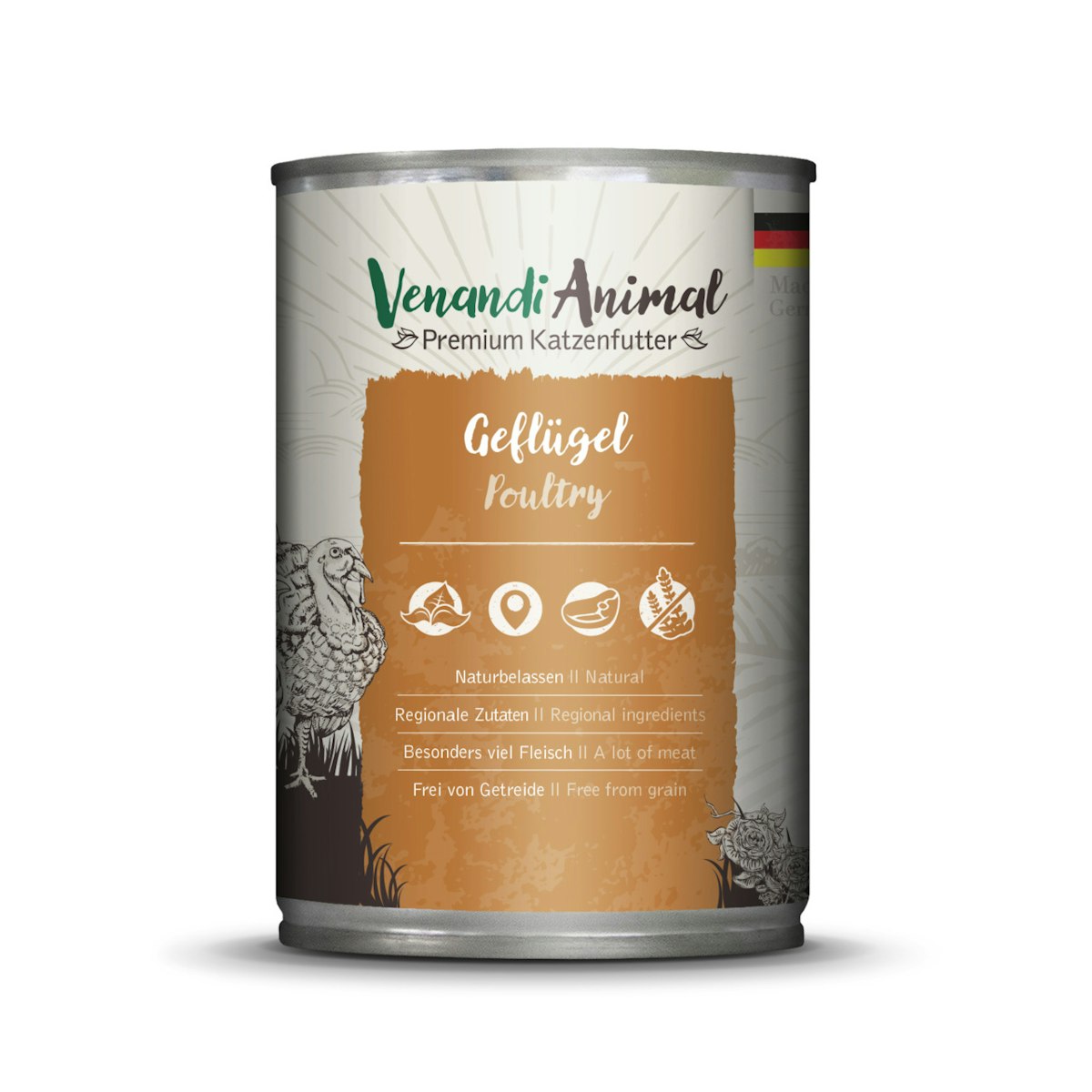 Venandi Animal 400 Gramm Katzennassfutter Sparpaket 12 x 400 Gramm Geflügel