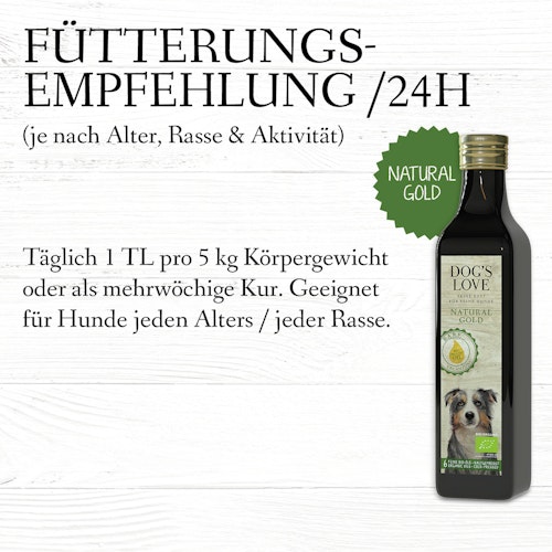 Dog's Love Natural Gold Bio Ölmischung 250ml Nahrungsergänzung für Hunde