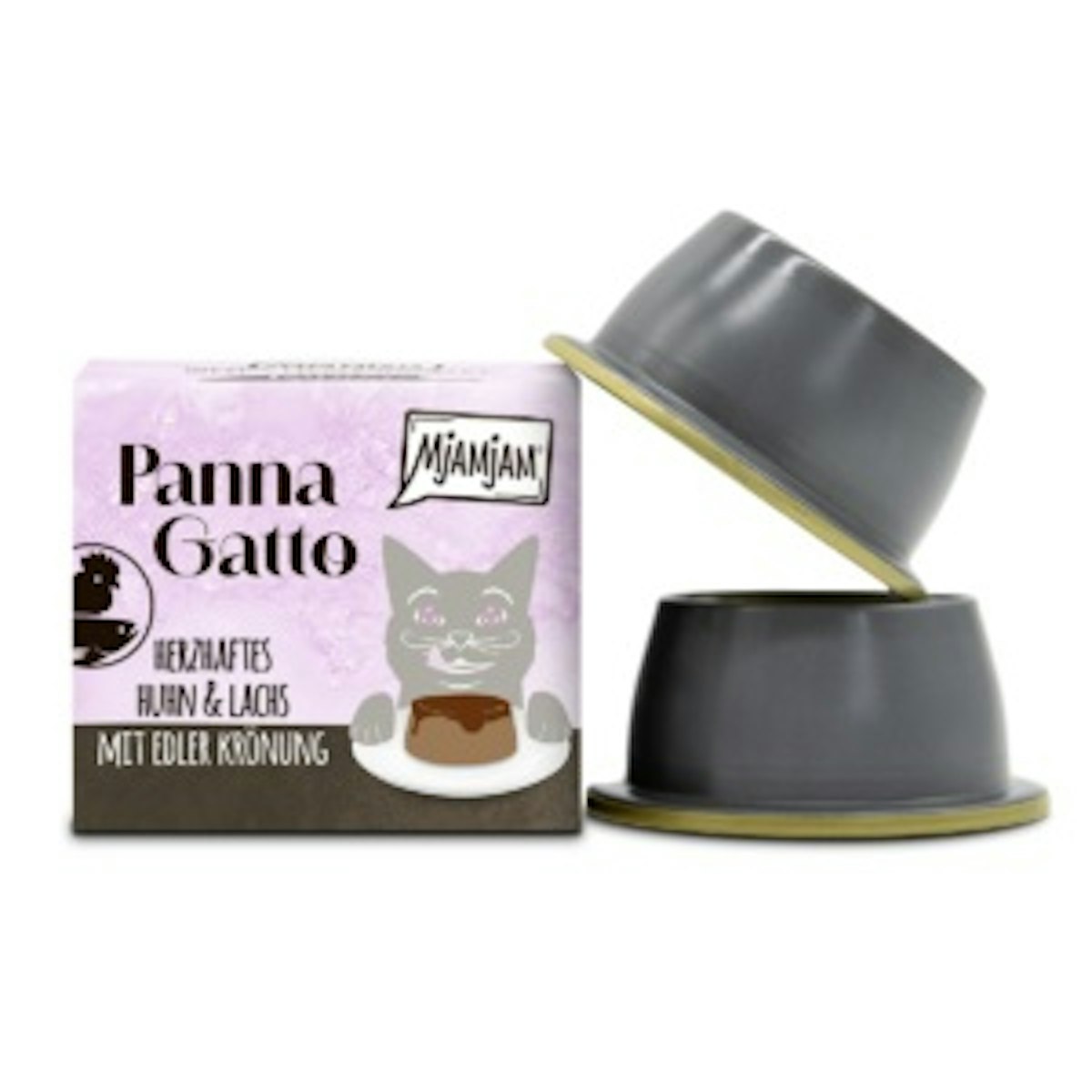MJAMJAM Pana Gatto Schale 2x80g Katzennassfutter 6 x 2x80g herzhaftes Huhn & Lachs
