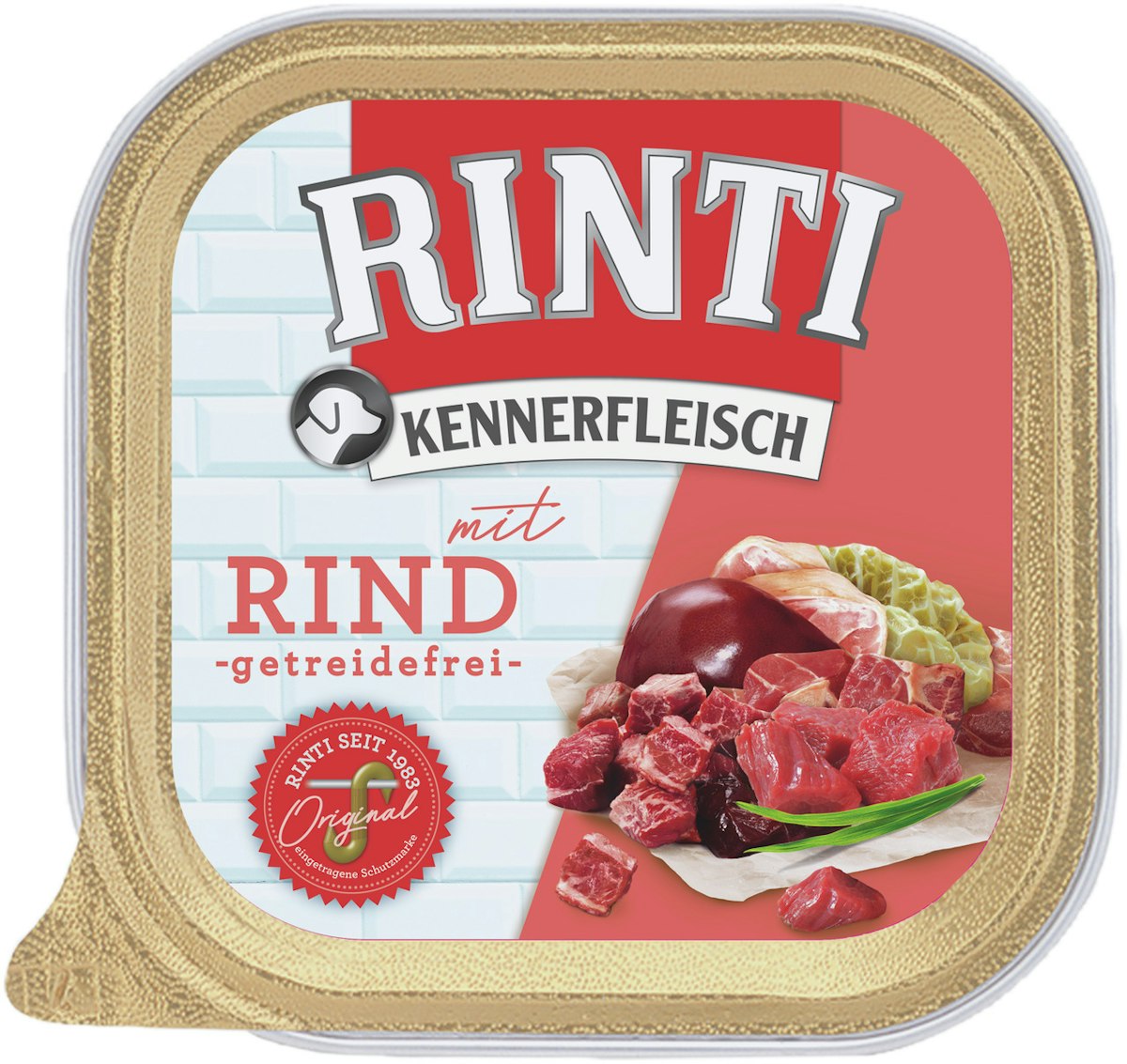 RINTI Kennerfleisch 300 Gramm Hundenassfutter 18 x 300 Gramm Rind