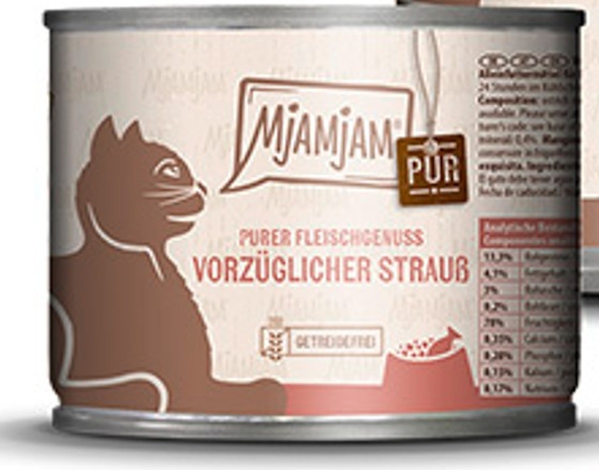 MjAMjAM Katze 6x200g  Purer Fleischgenuss Strauß
