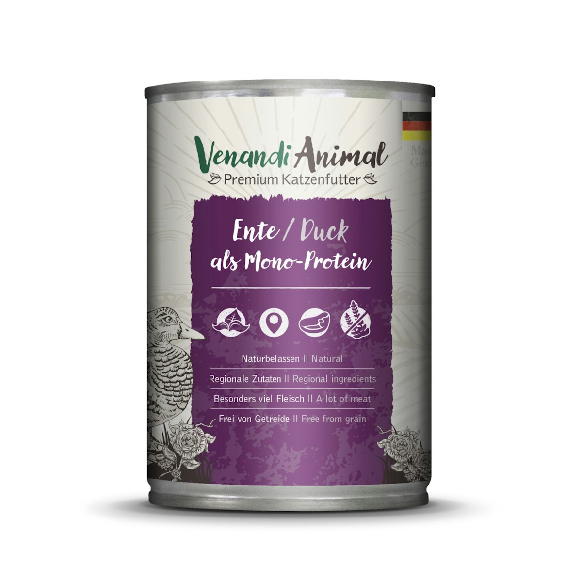 Venandi Animal Monoprotein 400g Katzennassfutter 6 x 400 Gramm Ente